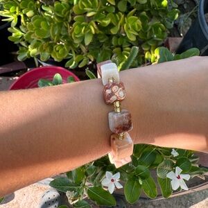 CORAL JADE CUBE BRACELET